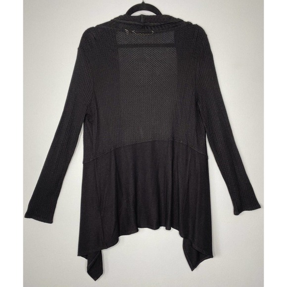 Soft Surrounds Waffle Knit Open Front Cardigan Women's Size S Waterfall Hem - Picture 2 of 6